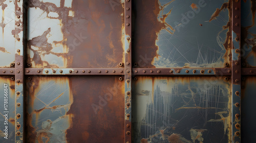 Old corroded metal sheet texture backdrop with rust surface detail
