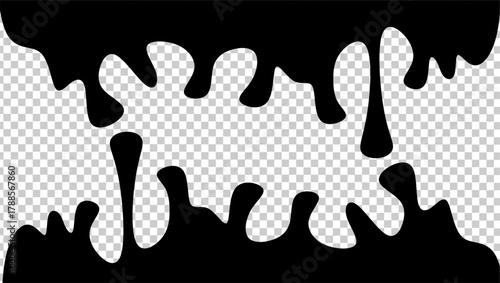 Wavy black ink illustration. Black ink drip illustration. Abstract black ink drip on transparent background. Black ink splash illustration. Stylish dripping ink effect illustration