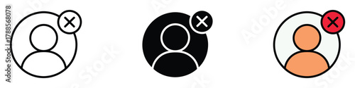 Delete User icon vector. Remove Account Access, Delete Profile, Cancel Membership symbol. vector illustration.
