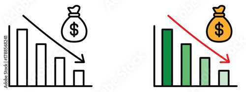 Economy crisis icon vector. Finance Presentations and Budgeting Materials symbol. vector illustration.