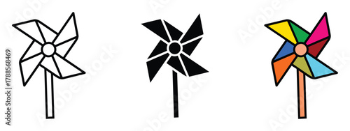 Paper Windmill Toy icon vector. childhood theme symbol. vector illustration.