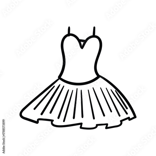 Hand drawn ballet costume outline element icon