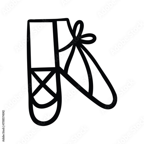 Hand drawn ballet shoes outline element icon