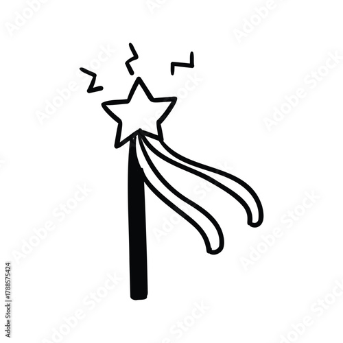 Hand drawn star wand outline element icon