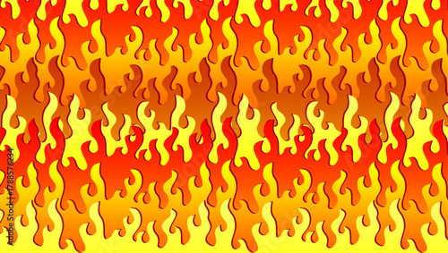 Fire flame illustration. Abstract fire background on transparent background. Abstract cartoon flame background. Fire flame seamless border pattern. Fire seamless pattern background.	