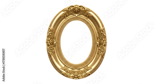 Ornate Gold Oval Picture Frame with Victorian Carvings