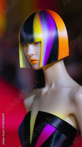 female hairstyle model with coloring short hair avant garde color layered style 