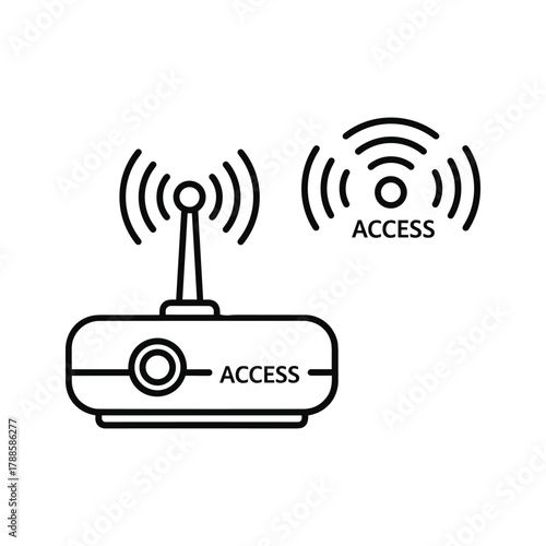 Wireless router with wifi signal and access point icon
