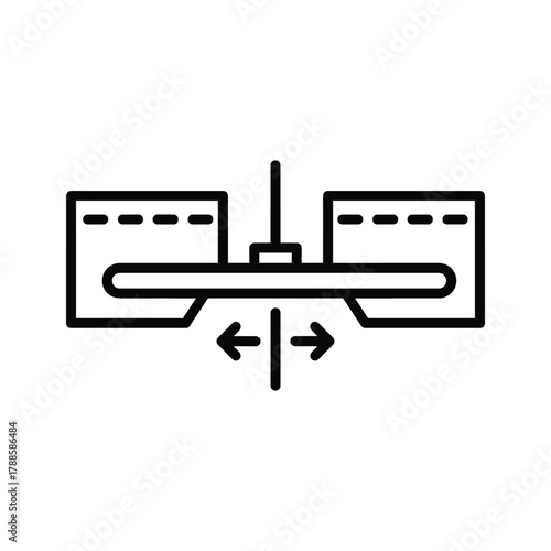 Adjustable mechanism with arrows indicating movement