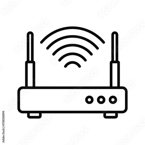 Wireless router with antennas and signal waves