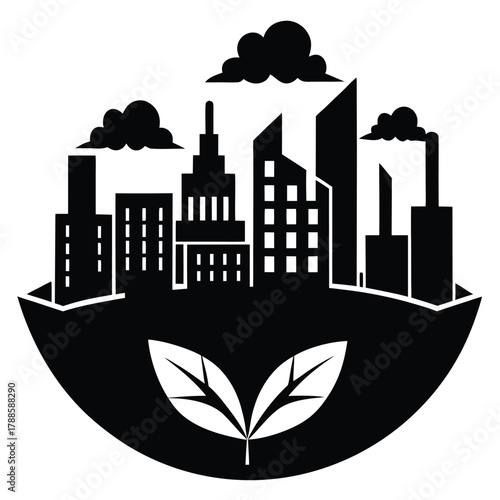 eco smart city vector on white