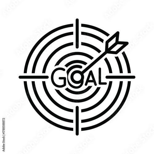 Target with arrow hitting the center, goal achievement