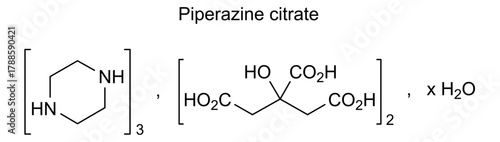 Piperazine citrate, chemical structure of piperazine citrate, drug substance