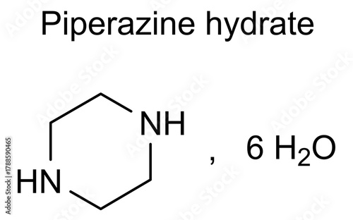 Piperazine hydrate, chemical structure of piperazine hydrate, drug substance