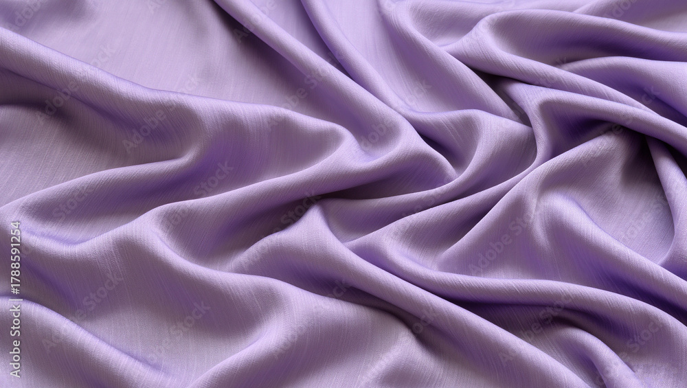 Fototapeta premium Soft lavender fabric with elegant folds, pastel purple textile texture for minimal design and luxury background