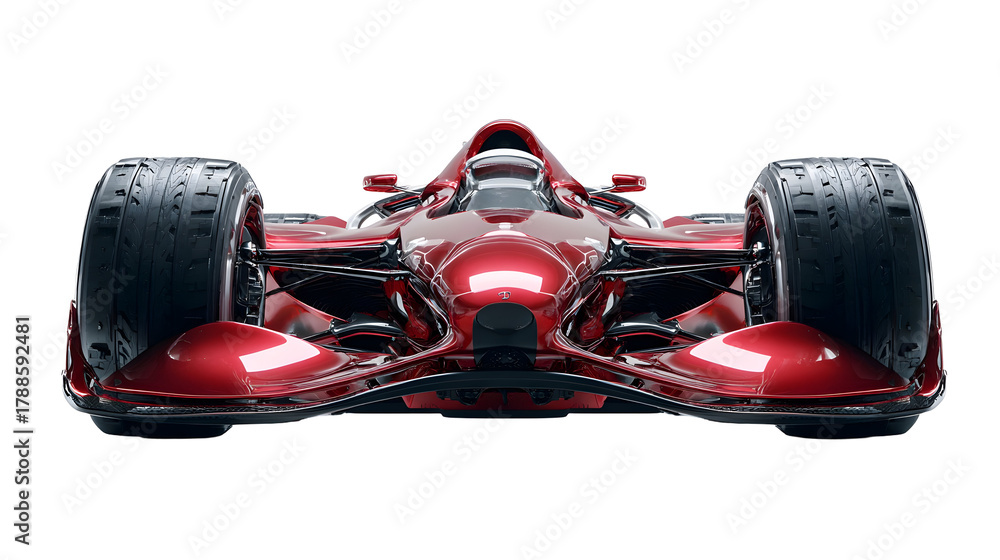 Obraz premium Futuristic red racing car with large tires and aerodynamic design