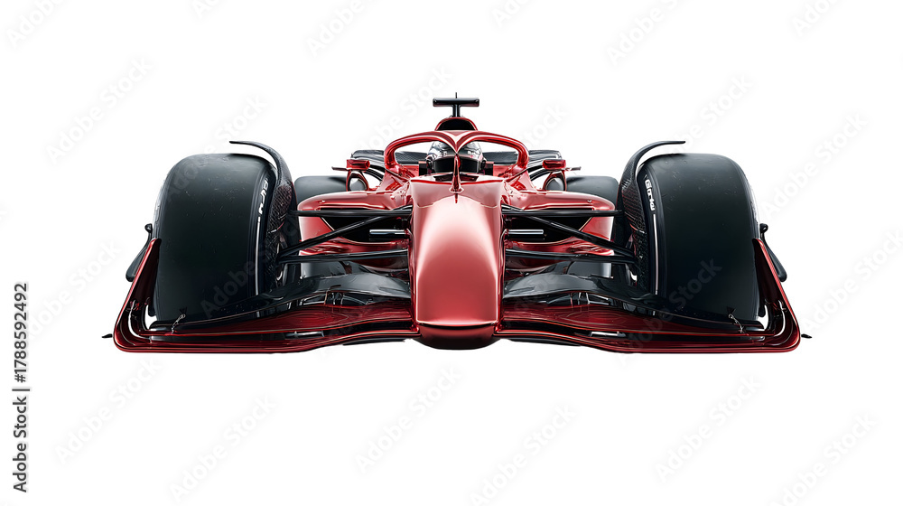 Naklejka premium Sleek red formula 1 racing car showcasing aerodynamic design