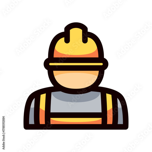 construction workers doodle vector illustration, simple concept, isolated on white background