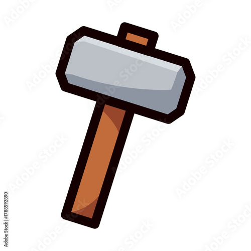 wood hammer doodle vector illustration, simple concept, isolated on white background