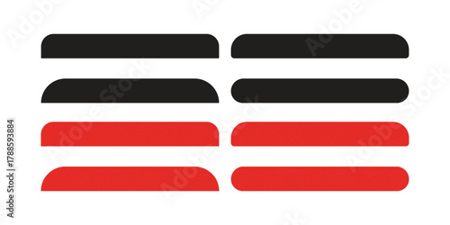 Red and Black Rounded Rectangular Bars, User Interface Loading and Status Elements