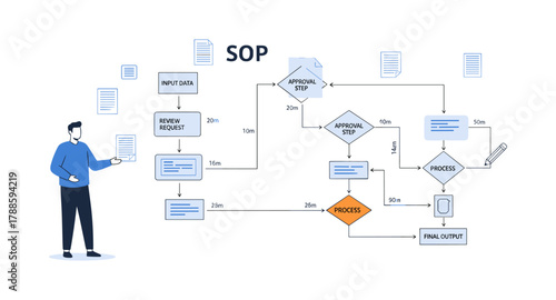 Simplified sop workflow flowchart with linear design for process management