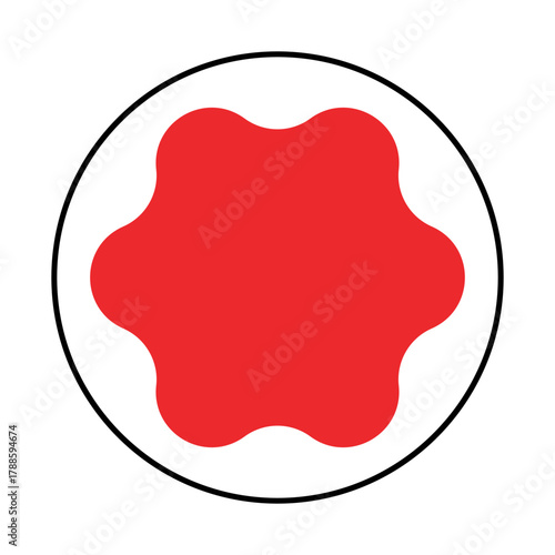 Red six-lobe security screw head graphic symbol on white background