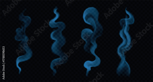Wavy smoke or steam from incense. PNG vapor, fog, haze isolated on transparent background