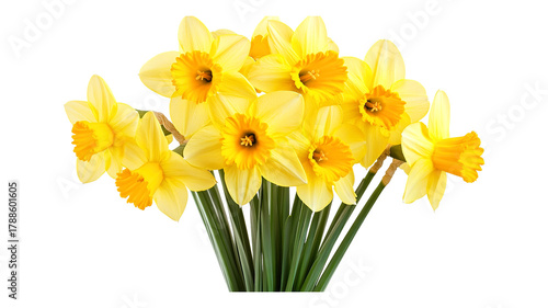 Wallpaper Mural Bright yellow daffodil bouquet isolated on a transparent white background, clipping path Torontodigital.ca