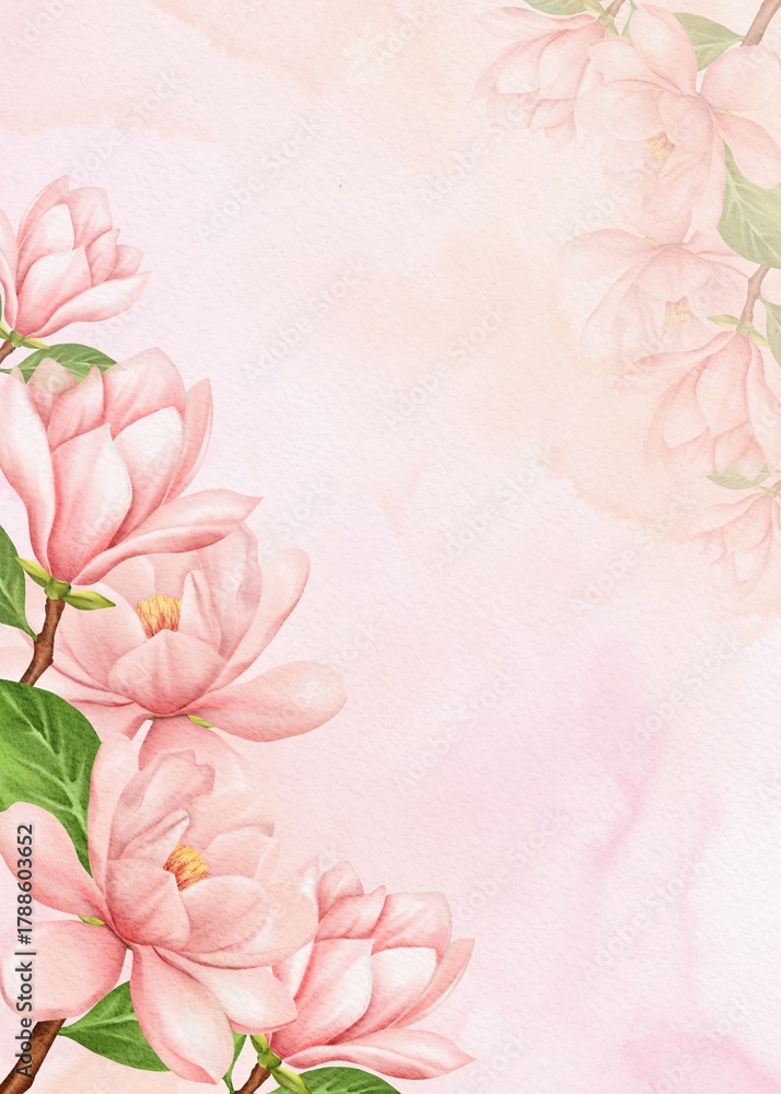 Naklejka premium Illustration of Magnolia Flowers Background
