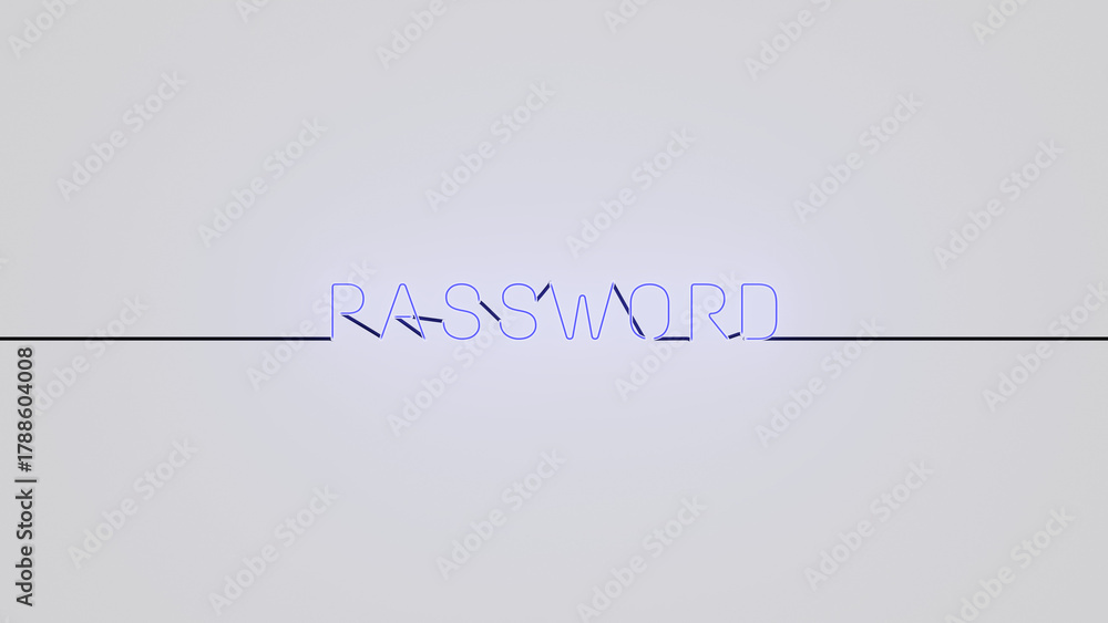 Fototapeta premium Password neón azul alfa.