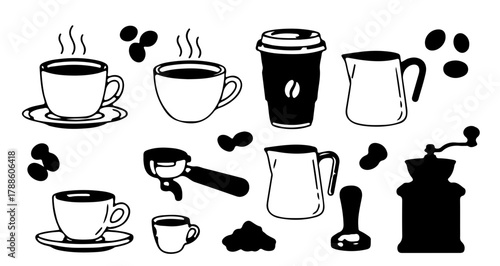 Collection of coffee related items and accessories