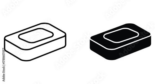 Soap bar isometric icon set. line and glyph style vector illustration for hygiene, washing, and cleanliness.