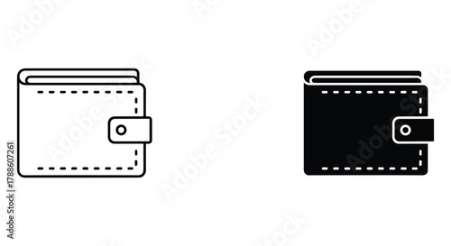 Wallet icon in outline and glyph style. financial accessory symbol for money, payments, and commerce.