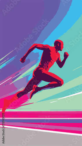 Silhouette of a runner athlete sprinting vector illustration