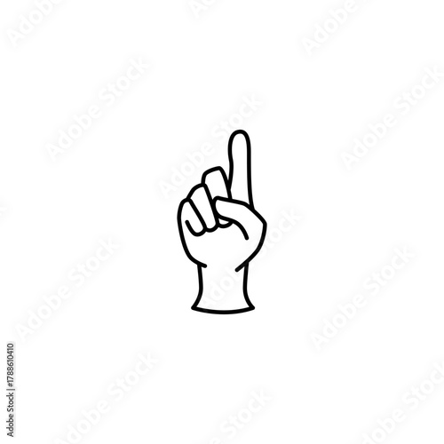 A hand gesture with one finger raised in a simple line drawing