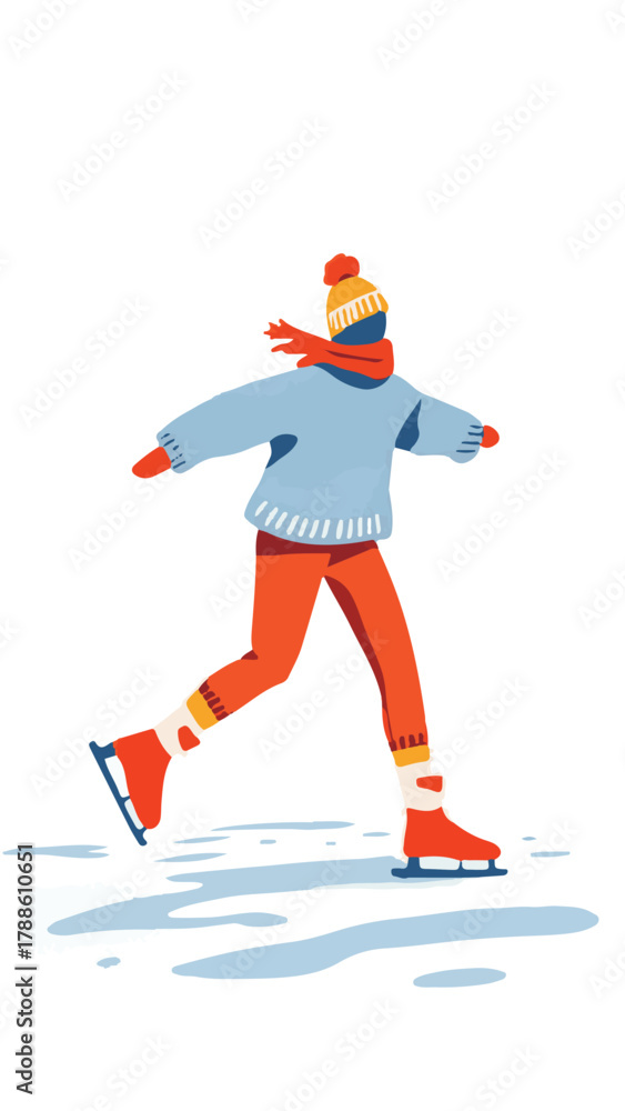 Obraz premium Winter ice skating illustration