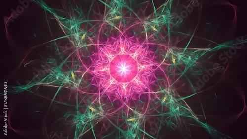 Hypnotic Abstract Fractal Art Animation with Vibrant Pink and Green Hues