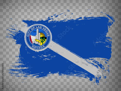Flag of Las Vegas is city  USA from brush strokes. State of Nevada.  Flag of Las Vegas on transparent background for your web site design, app, UI. United States. EPS10.