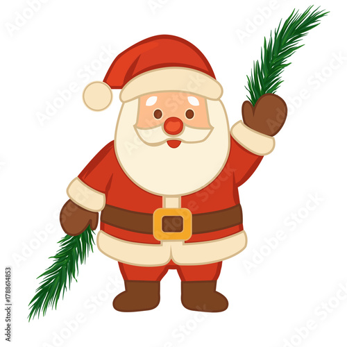  Santa Claus and two Christmas tree branches