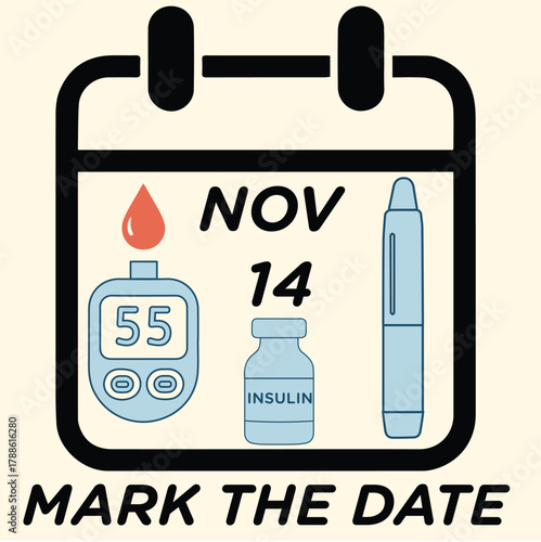 world diabetes day vector awareness element calender.