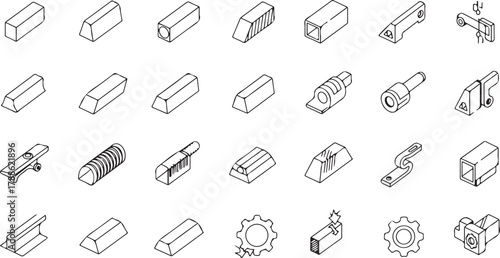 Hand tools and knives vector icon set for business and office design