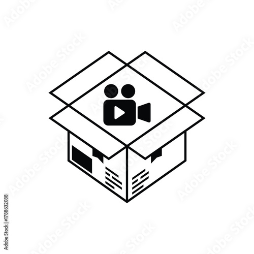This unboxing package icon perfectly represents the excitement and process of opening a new delivery. Designed in a clean, minimalist silhouette style.