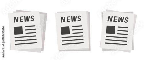Newspaper icon set. Vector flat clip art isolated on white background.