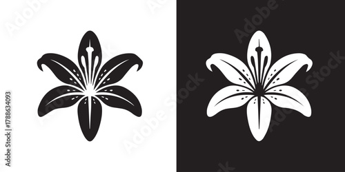 lily icon inverted color negative positive minimalist floral logo