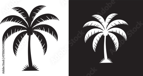 palm dual tone palm tree silhouette vector icon negative space art