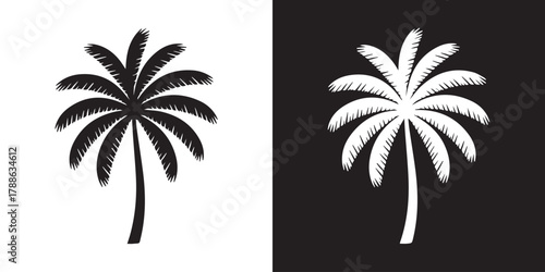 palm split background palm tree silhouette vector minimal monochrome icon