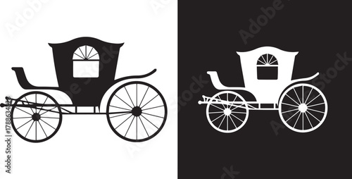 carriage graphic antique transport element in mirrored layout