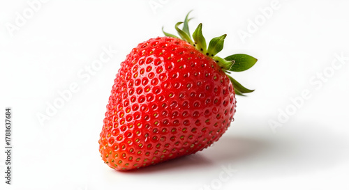 Fresh Strawberry with Water Droplets Isolated on White Background © Malik Atif