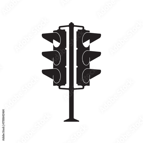 Illustration of a black traffic light, a crucial element for regulating traffic flow and ensuring road safety in urban areas