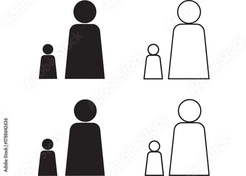 a collection of simple human figures with varying sizes and arrangements featuring both filled and outlined forms on transparent background silhouette high quality professional detailed modern